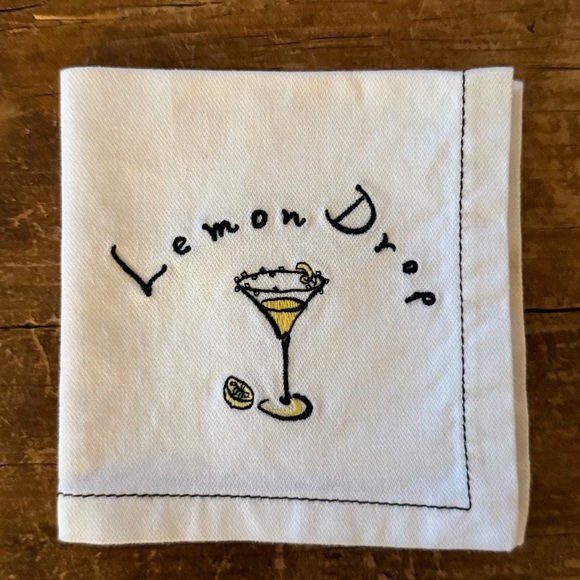 Pottery Barn Vintage Martini Embroidered Cocktail Napkins and Bar Towel - Picture 2 of 14